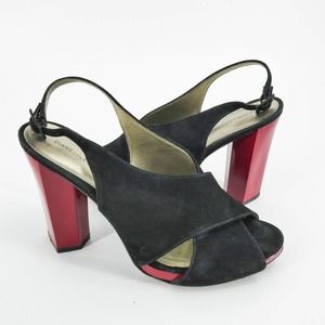 Diane Von Furstenberg | Women’s Marlene Crisscross Suede Sandals, Black, Red